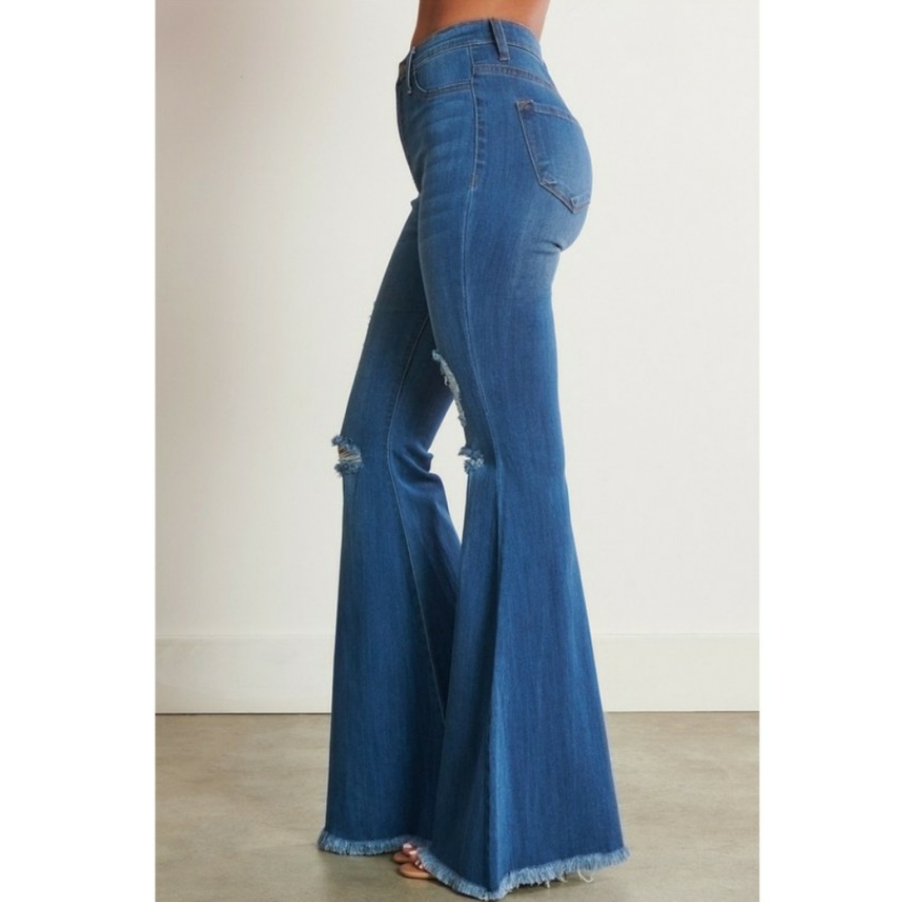 High waisted flare distressed jeans - Picture 3 of 5